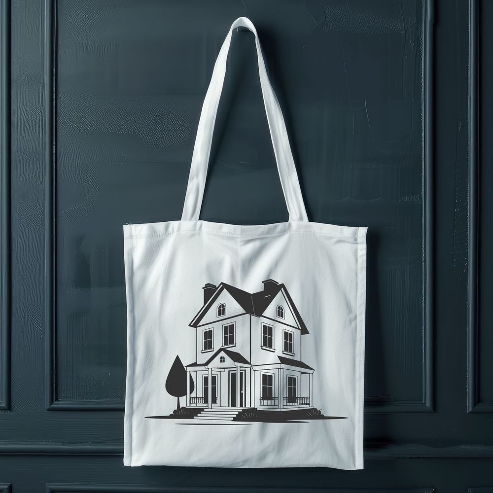 Cozy Residential House Illustration Simple 2D illustration of a residential house with basic architectural details.