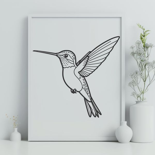 Colorful Winged Friend A colorful hummingbird with outstretched wings and beak, designed as a digital vector art file.