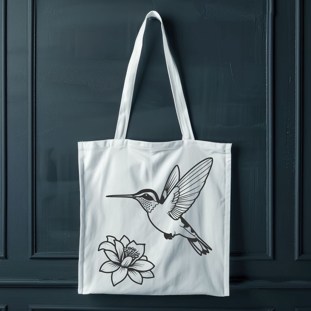 Beautiful Floral Bird Vector art of a small bird with iridescent feathers, often found in gardens surrounded by flowers.
