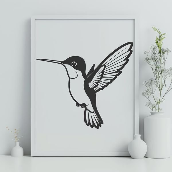 Colorful Hummingbird Perch A colorful hummingbird perched on a branch, depicted as a vector graphic.