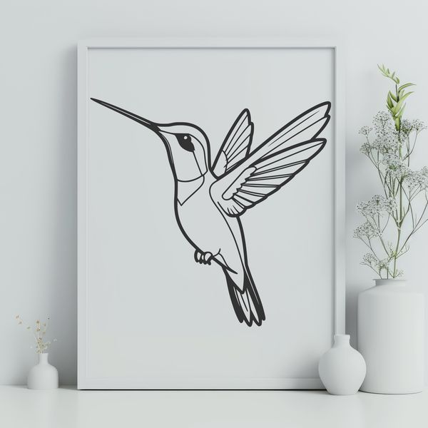 Detailed Hummingbird Design An SVG image featuring a detailed design of a hummingbird, suitable for various digital applications and crafts.