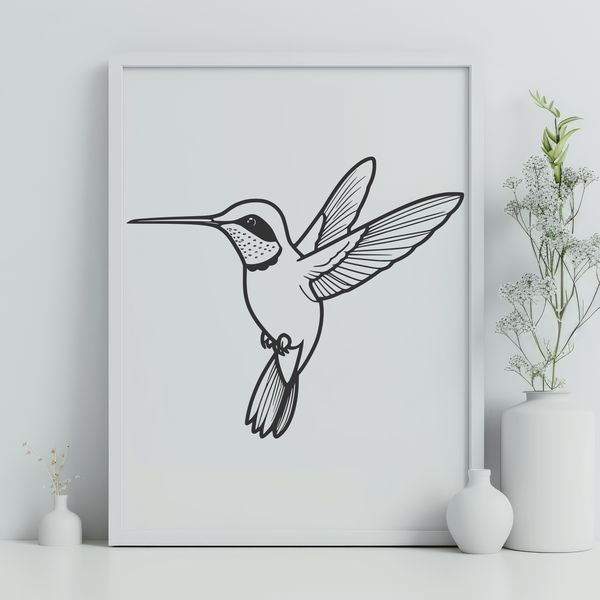 Free Hummingbird Clipart Download An intricately designed vector art of a hummingbird with colorful plumage.