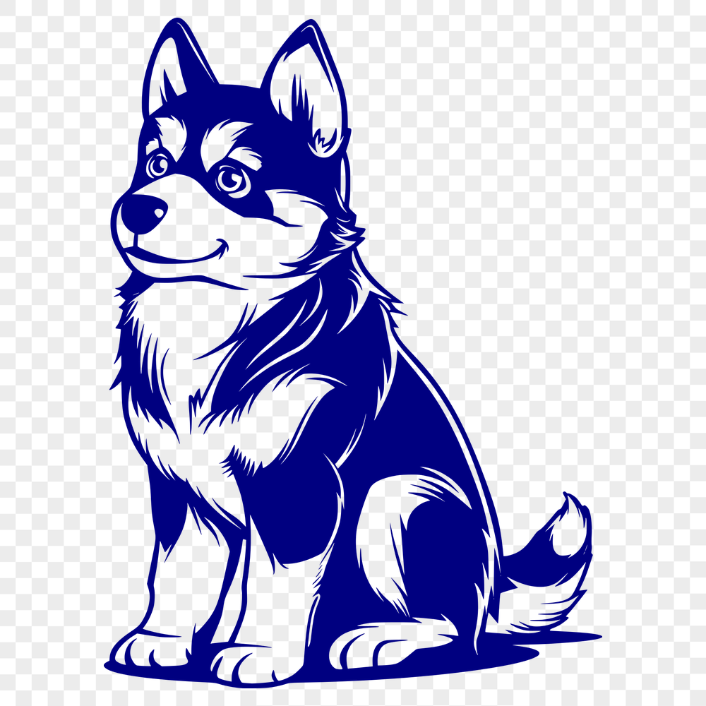 Sitting Husky Vector Art