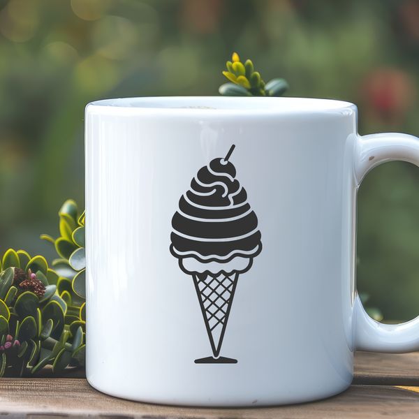 Creamy Ice Cream Graphic Design A digital vector graphic design featuring a stylized ice cream dessert with creamy texture details.
