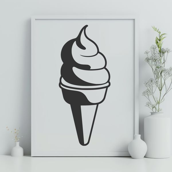 Free Ice Cream Graphic An editable vector graphic design featuring a single serving of creamy dessert ice cream.