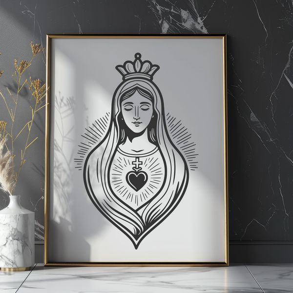 Immaculate Heart icon in a detailed vector design, suitable for religious and spiritual contexts.