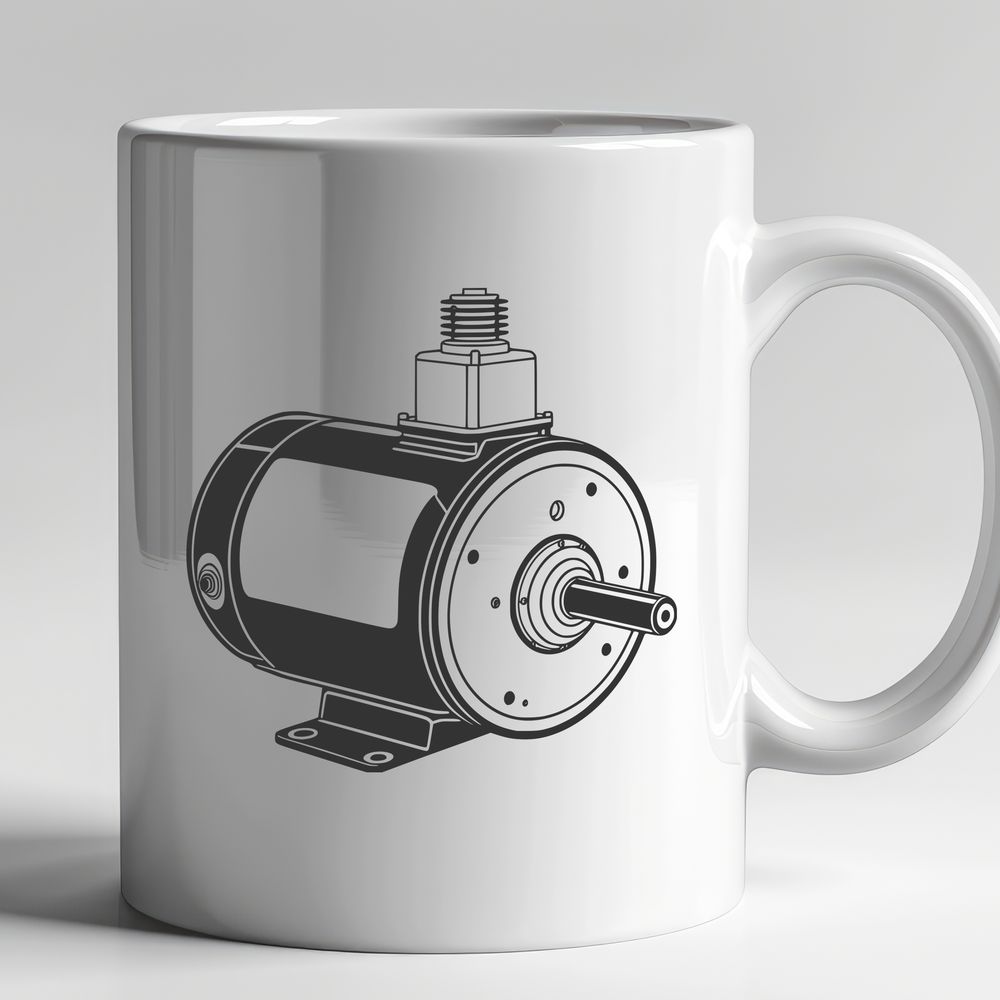 Elegant Electric Motor Design A detailed illustration of an electric motor with moving parts and components.