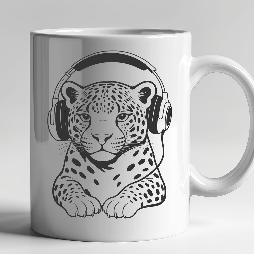 Big Cat Portrait in Simple Lines A sleek big cat with sharp teeth and claws, ready to pounce.