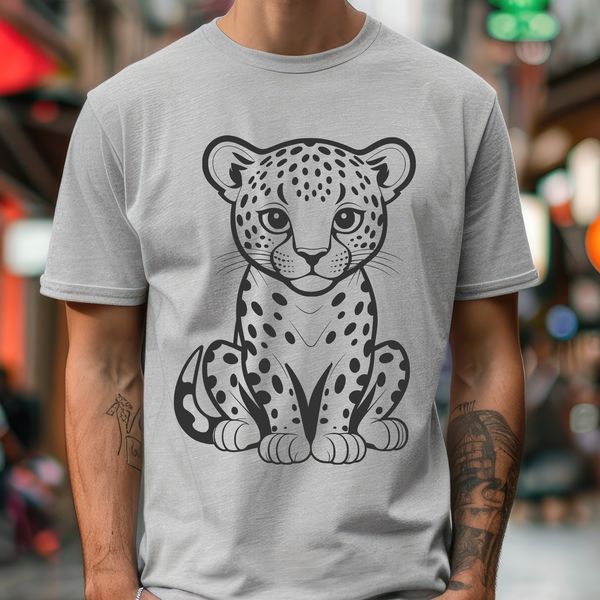 Majestic Spotted Feline A large cat with distinctive spots and a powerful physique, as seen in vector form.