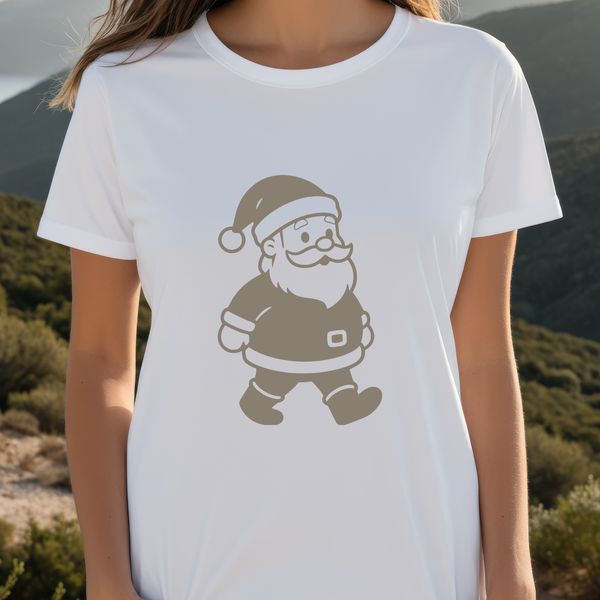 A detailed digital illustration of Father Christmas in a traditional holiday setting.