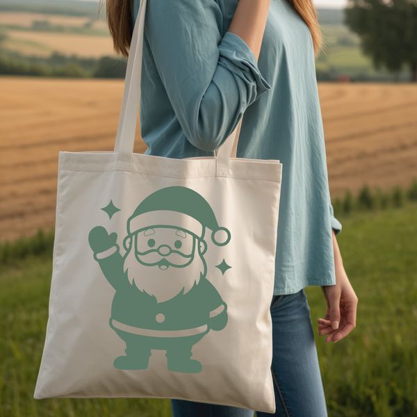 A vector illustration of a classic Santa Claus character in silhouette form.