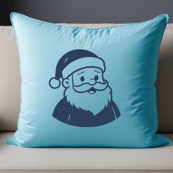 A graphic silhouette of Santa Claus with a classic holiday theme.