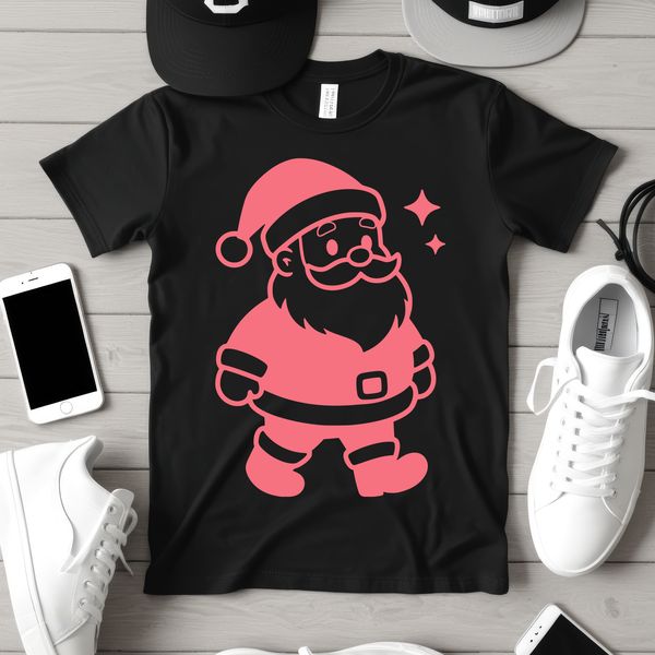 Vector illustration of a jolly Father Christmas Claus in silhouette.