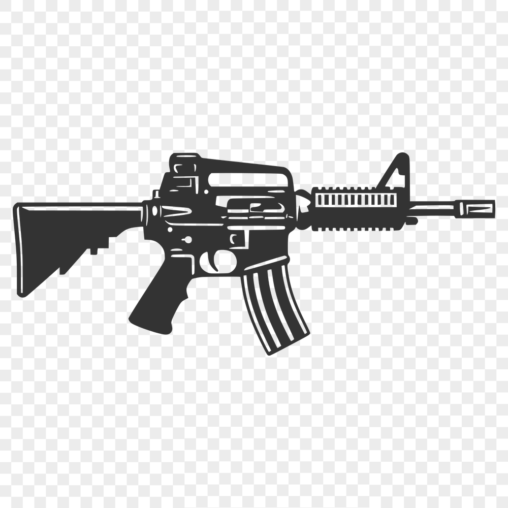 Beautiful Assault Rifle Drawing - Free SVG