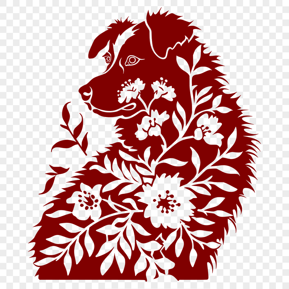 Artistic Sitting Australian Shepherd SVG