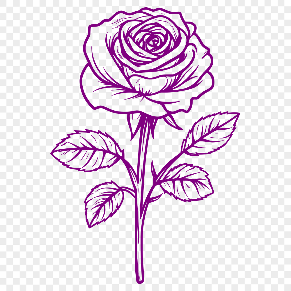 Rose Image In SVG, PNG, PDF And DXF File Formats