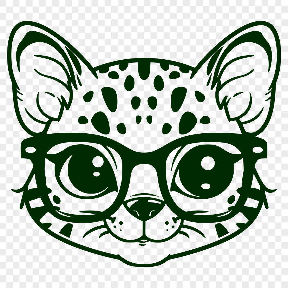 Creative Big Cat Wearing Glasses DXF