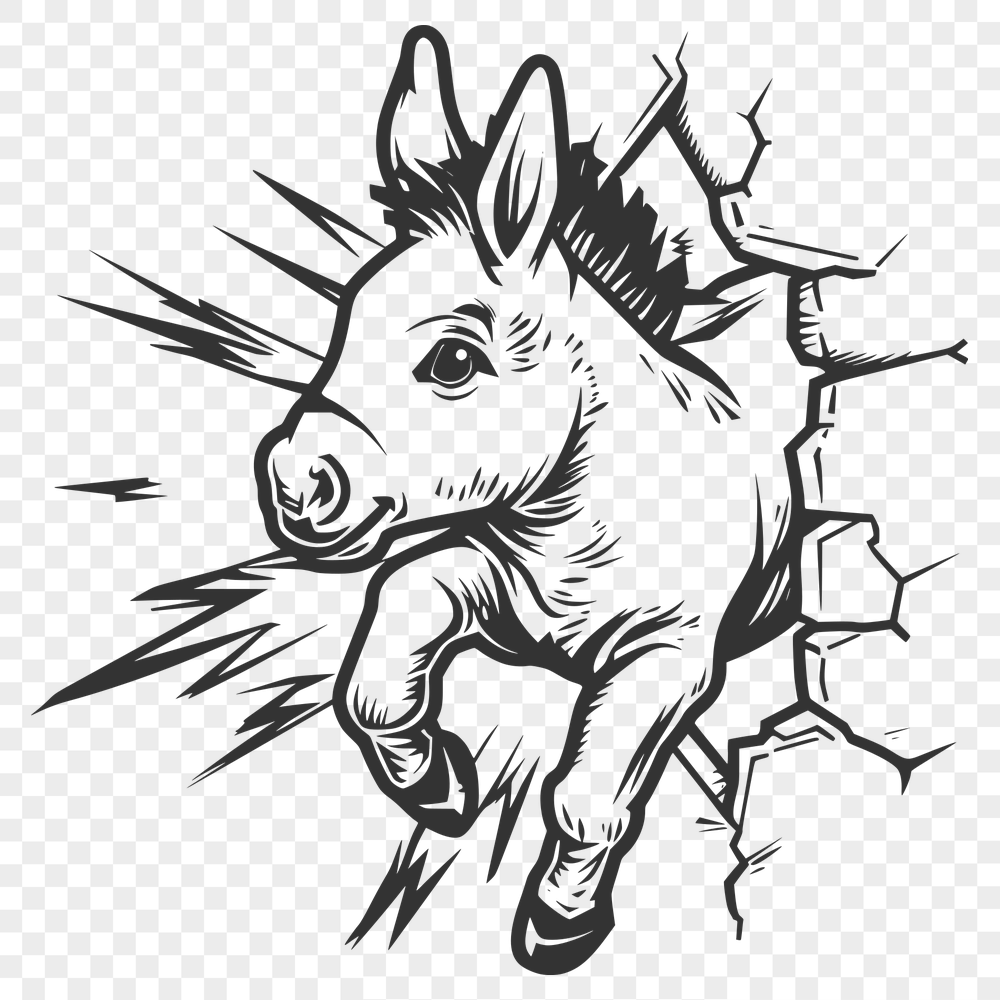 Beautiful Donkey Smashing Through Wall SVG