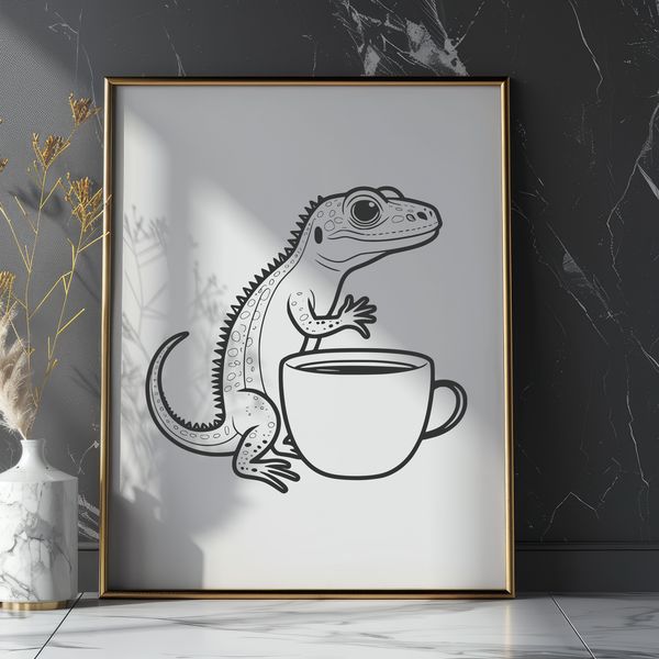 A detailed illustration of a lizard in various poses for crafting and design purposes.
