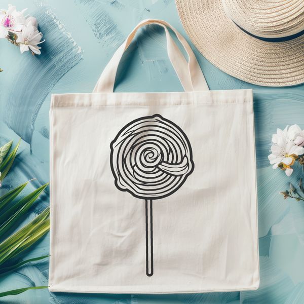 Whimsical Candy Design Vector Art A colorful illustration of a lollipop with a striped stick.