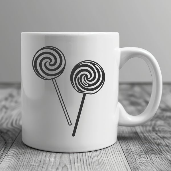 Sweet SVG Illustration A colorful lollipop with a rounded handle and swirly design on the end.