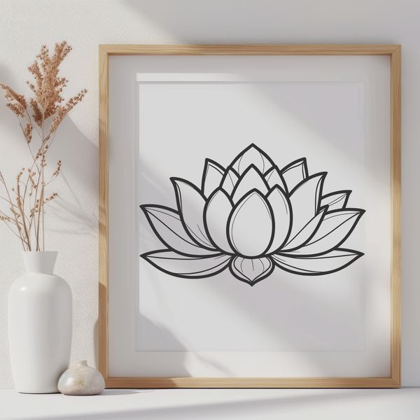 Budding Blissful Flower Illustration A detailed illustration of the lotus flower in bloom, suitable for various design projects.