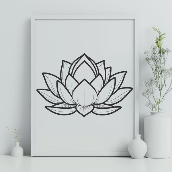 Blooming Symbolism An elegant illustration of the lotus flower in full bloom, often associated with Eastern spirituality and symbolism.