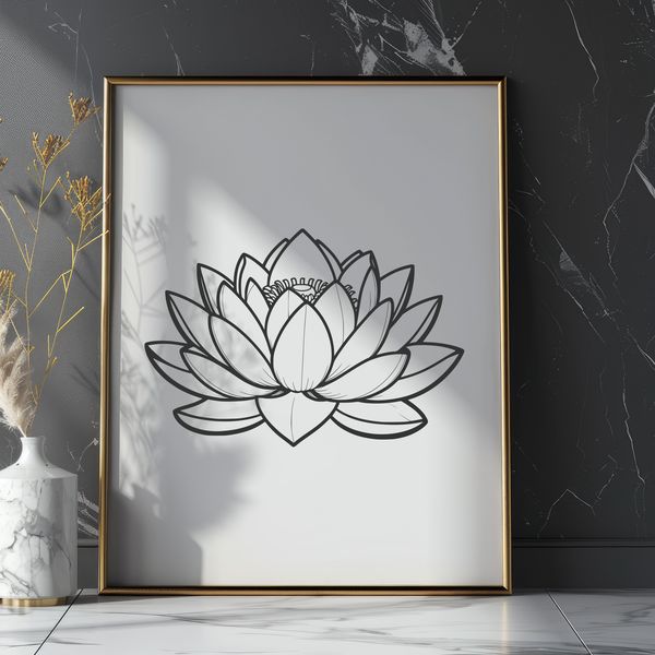Symmetrical Lotus Illustration Clip Art A stylized illustration of the lotus flower with symmetrical petals, suitable for various design applications.
