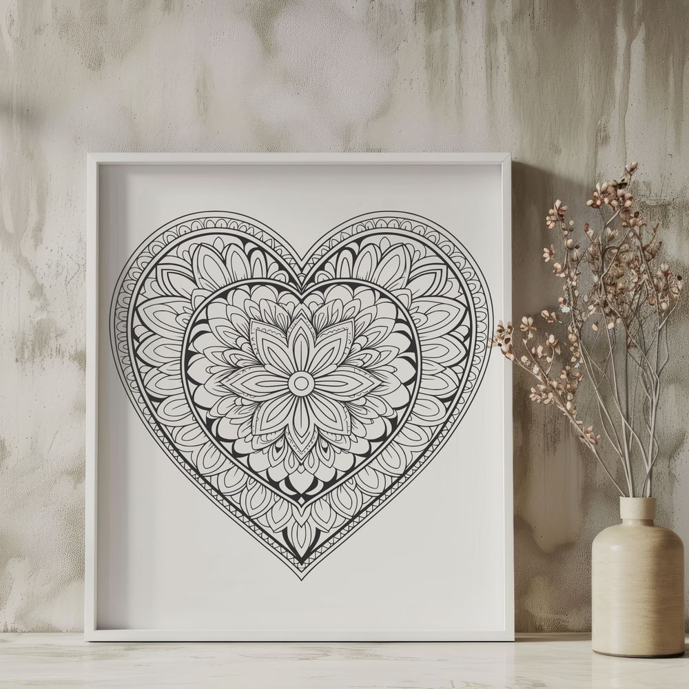 Free Vector Art Love Heart A colorful mandala design in the shape of a heart, created using vector art.