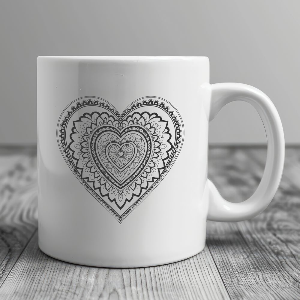 Intricate Heart Mandalas for Digital Crafting Mandala design featuring an intricate heart pattern, suitable for digital crafting and vector art projects.