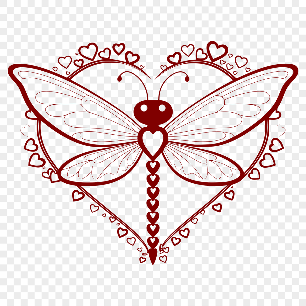 Beautiful Dragonfly Clip Art Design A colorful dragonfly illustration with hearts, suitable for vector art designs.