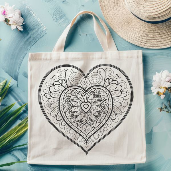 A colorful mandala design featuring a heart shape at its center, suitable for digital cutting machines.