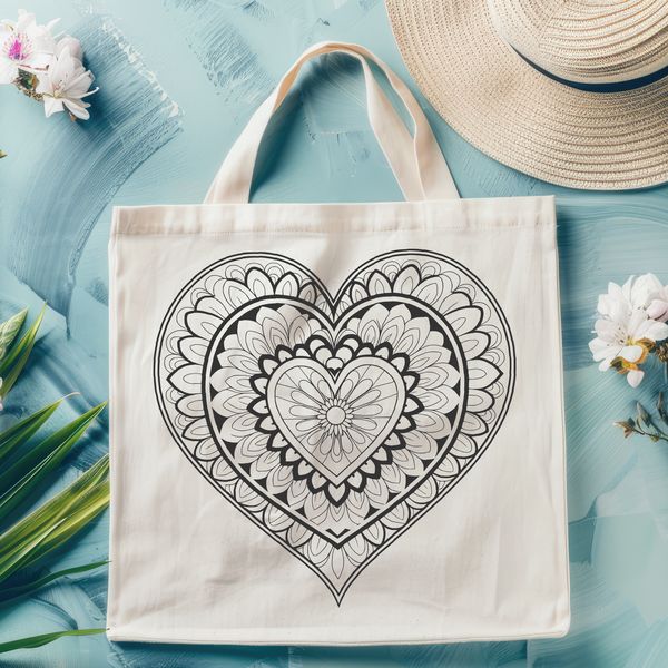 A colorful mandala design featuring a heart shape, ideal for crafting and cutting with digital cutting machines.