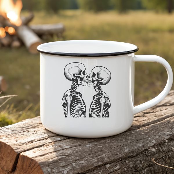 Romantic Skeletons Holding Hands SVG Clip Art A pair of skeletons holding hands in a romantic pose, perfect for Valentine's Day.