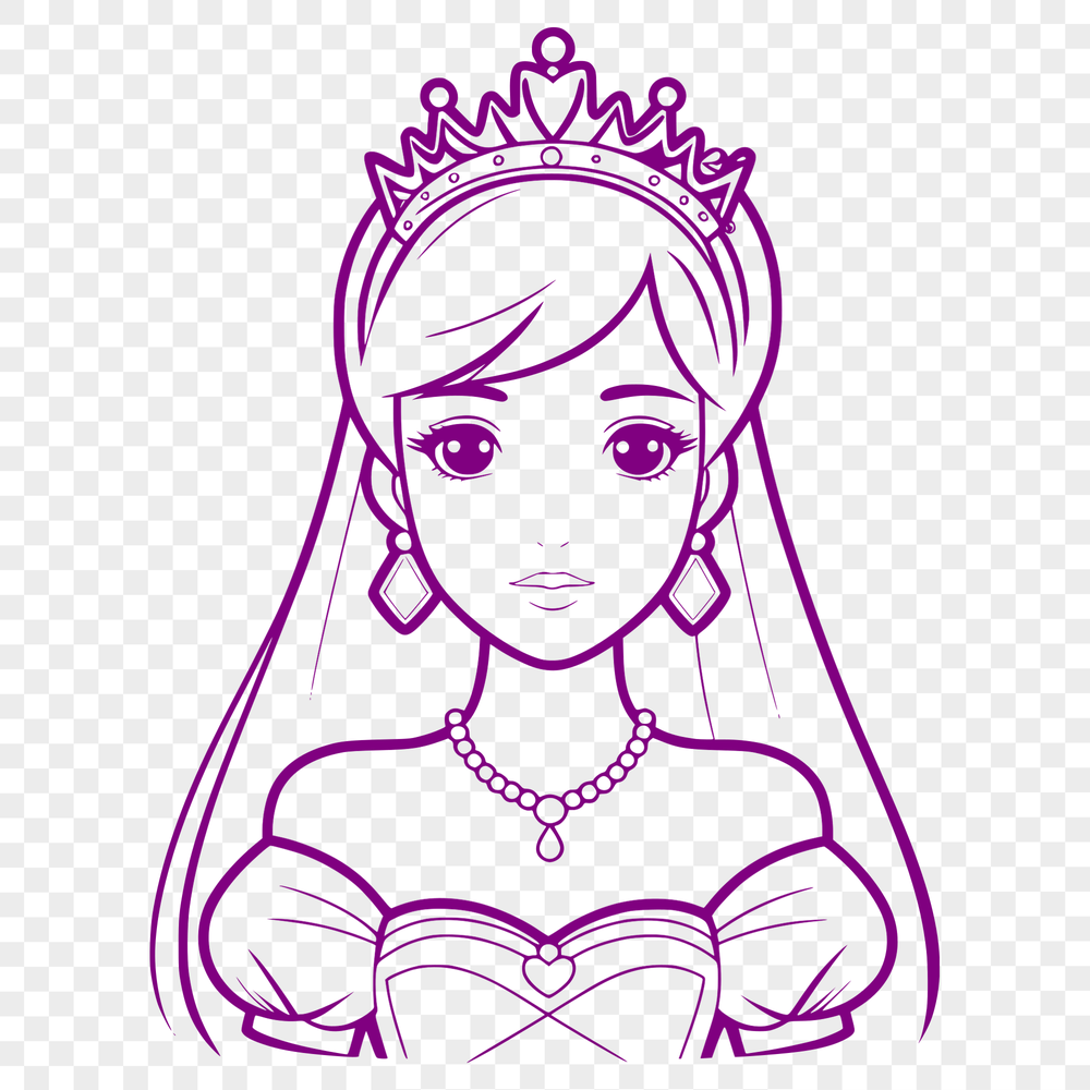 Free Vector Princess SVG Image Female royalty illustration in vector format, suitable for digital design and cutting machine projects.