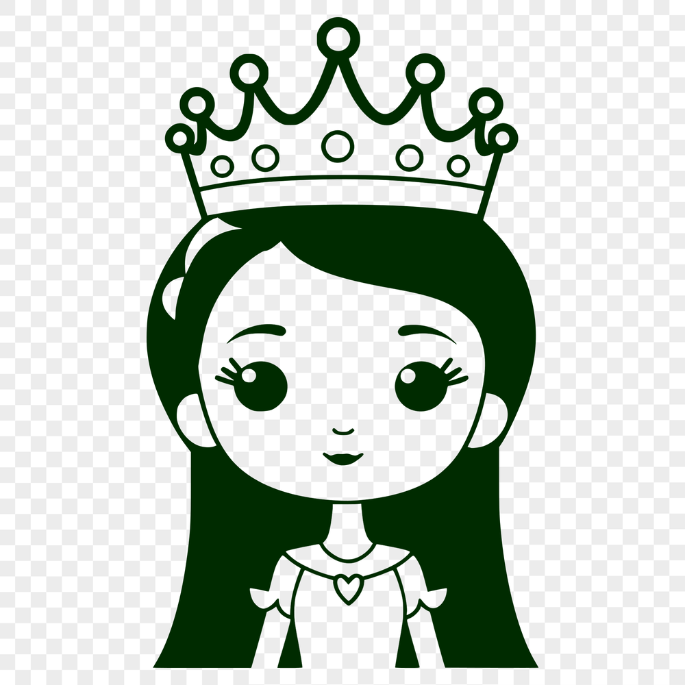 Royal Girl Clip Art SVG Design Cartoon princess design available as a downloadable SVG file.