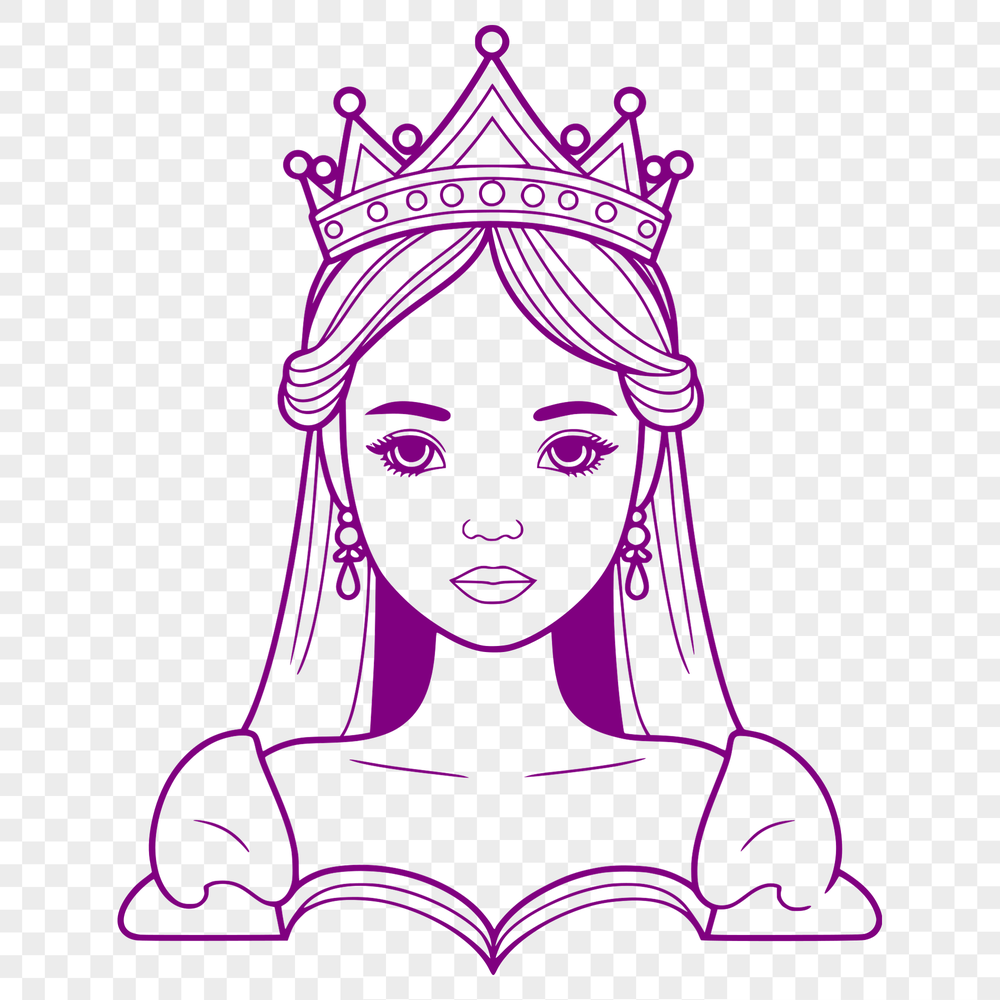 A young female character in royal attire, depicted as a vector graphic.