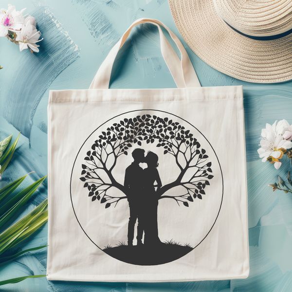 Beautiful Tree Design with Hearts A stylized illustration of a tree with intertwined branches and hearts, perfect for Valentine's Day or wedding decorations.
