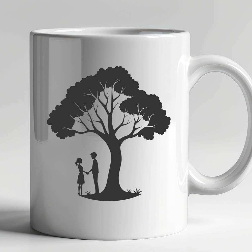 Love Tree SVG Illustration A stylized illustration of a tree with intertwining hearts and leaves, representing love and union.