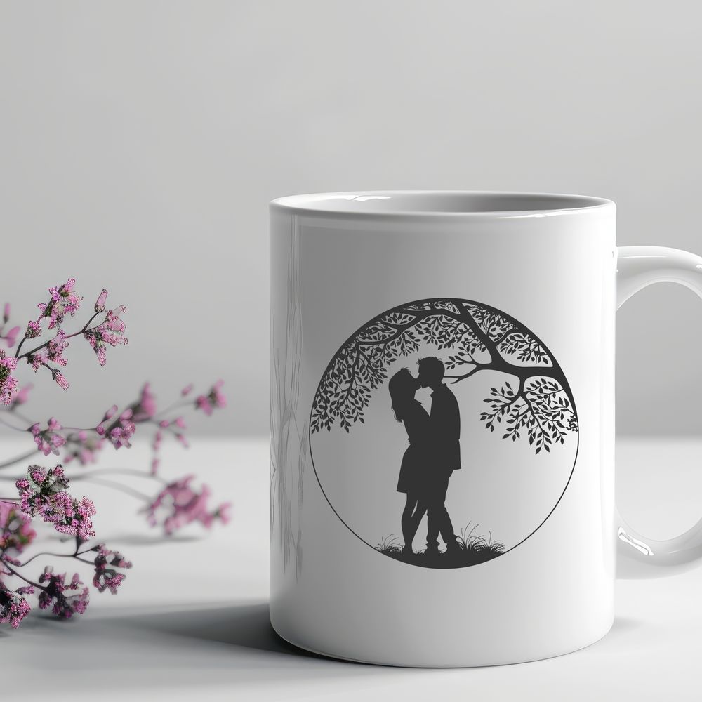 Symbolic Tree of Romance A tree with intertwined branches and a heart-shaped trunk, symbolizing the connection between lovers.