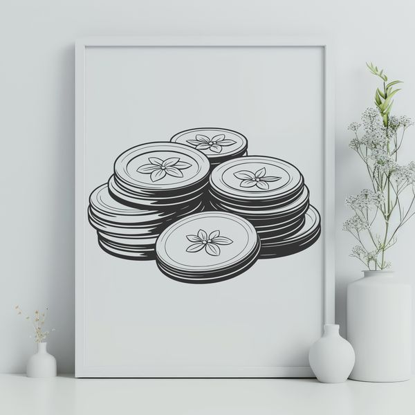 Flat Design Coin Collection A digital illustration of various denominations of coins in a flat design style.