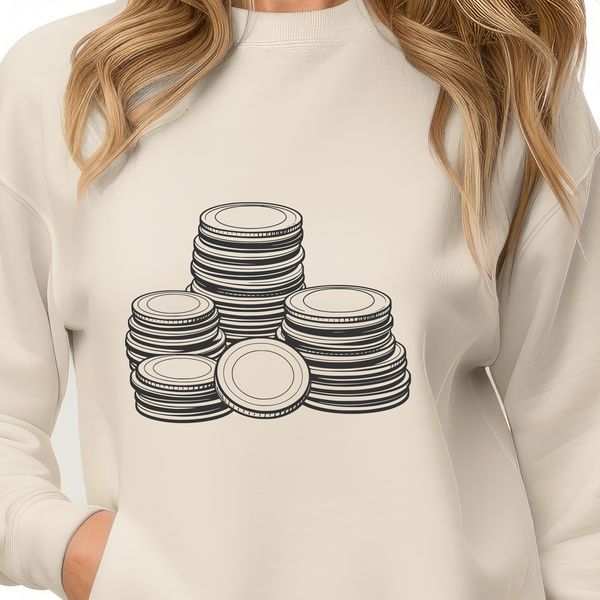 Stacked Cash Design Illustrative design of a stack of money coins with various denominations in vector format.