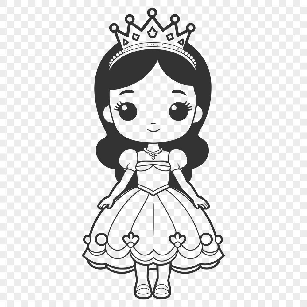 A young female character in a royal dress with a crown, depicted as a vector graphic.