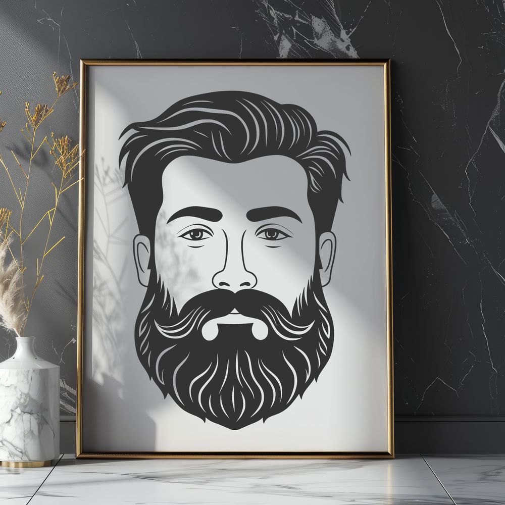 Illustrative Male Portrait A digital illustration of a male figure with facial hair.