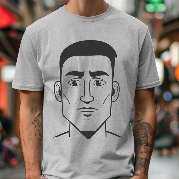 A detailed vector illustration of a male figure with various facial features.