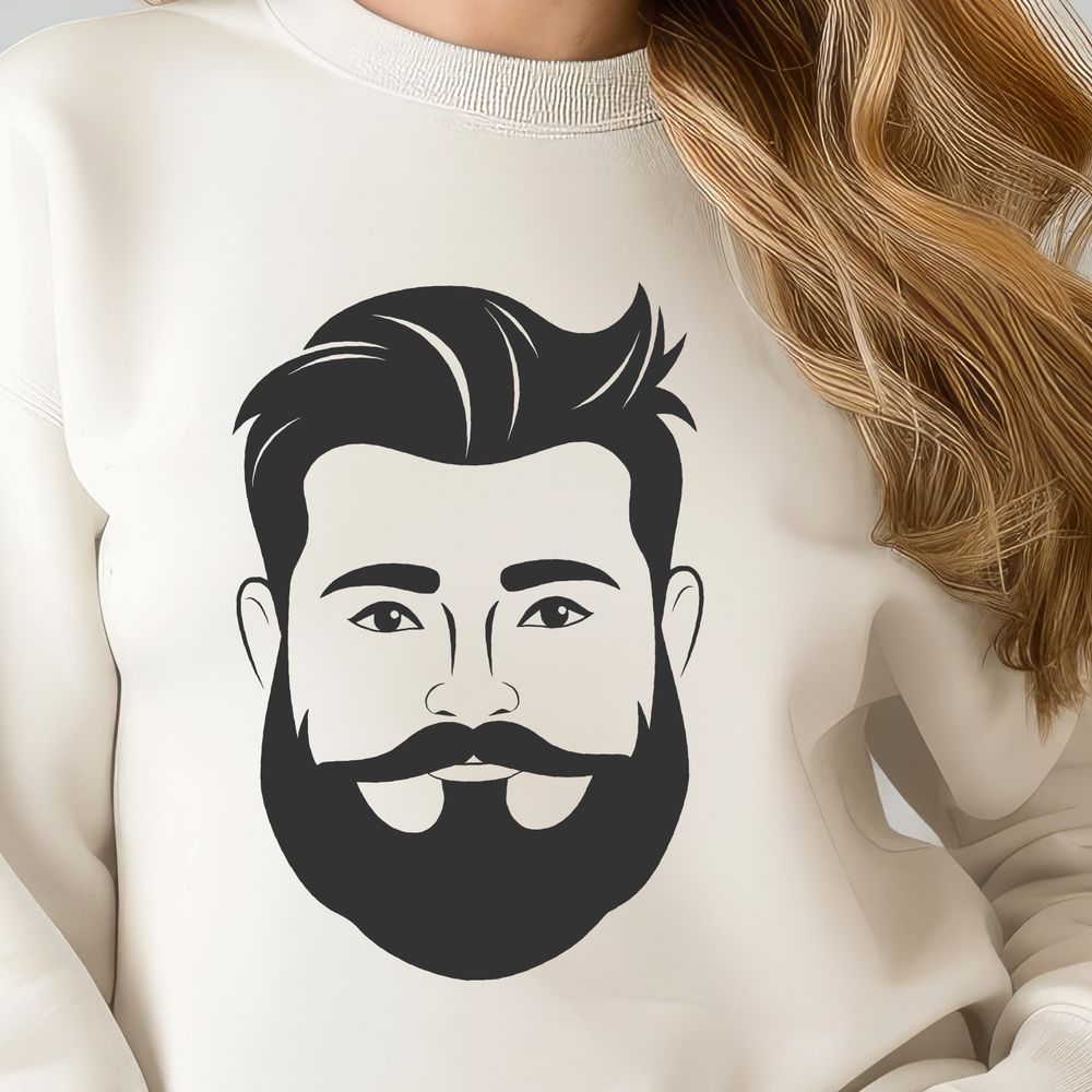 Facial Hair Illustration Vector Graphics A vector illustration of a man with facial hair, suitable for cutting machine designs.