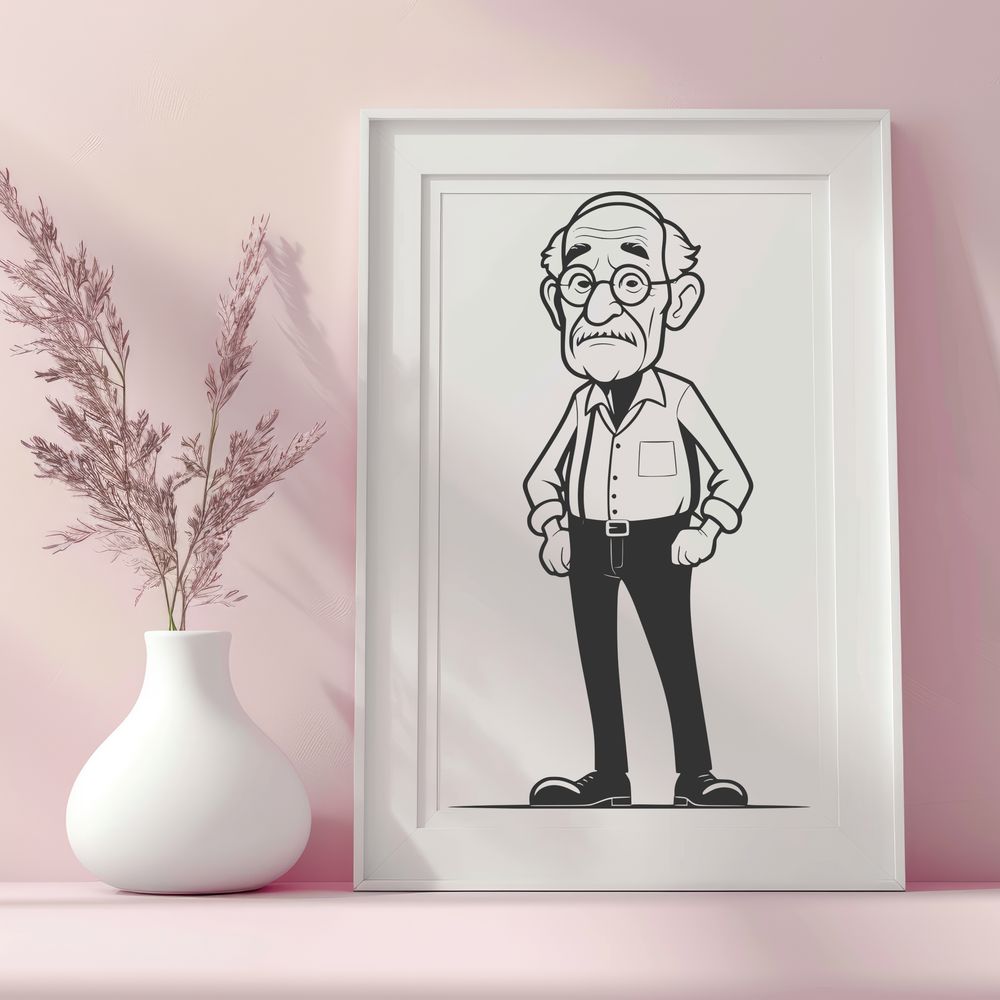 A simple male silhouette in outline form. An illustration of a man in a neutral pose.