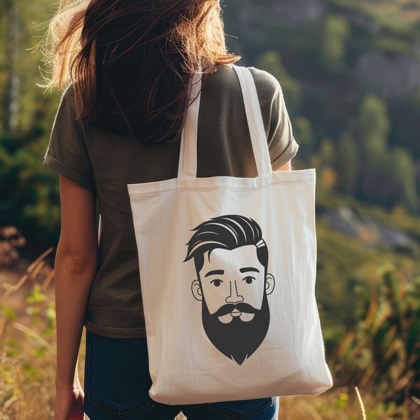 SVG Beard Vector Image Design A digital illustration of a bearded male figure.
