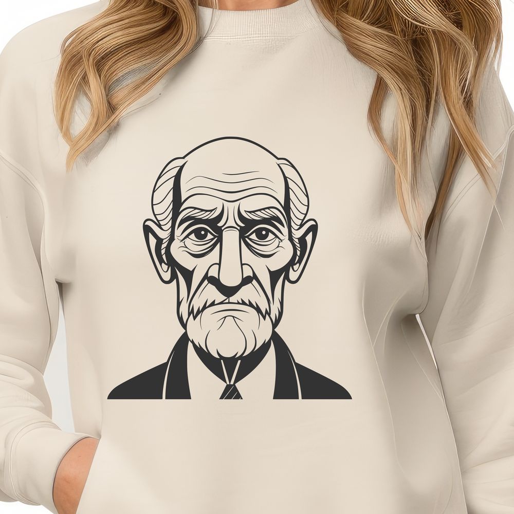 Free SVG Outline of a Man A clean line drawing of a mature man represented in SVG format.
