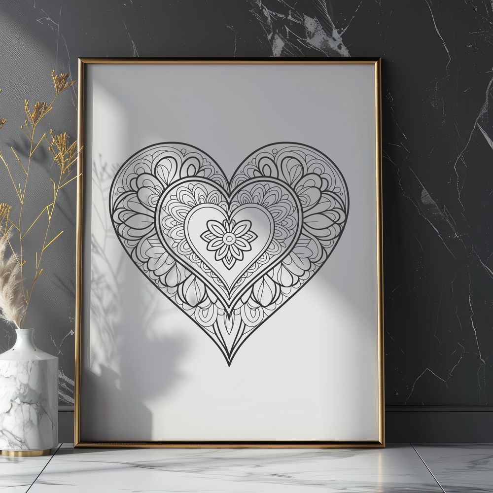 Beautiful Mandalas Heart Symbol Vector design of a mandala heart symbol, suitable for personal or commercial use.